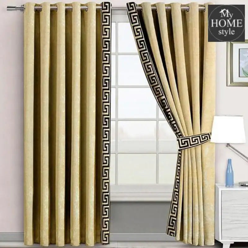 2 Pc's Luxury Velvet Embroidered Curtains With 2 Belts 19 - myhomestyle.pk