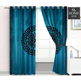 2 Pc's Luxury Velvet Embroidered Curtains With 2 Belts 20 - myhomestyle.pk