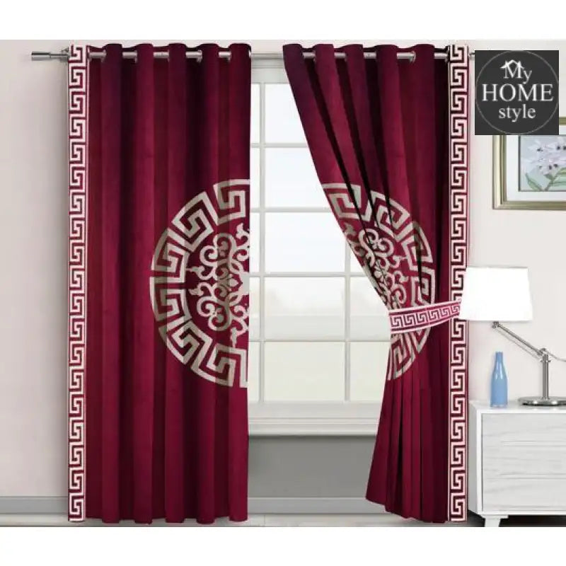 2 Pc's Luxury Velvet Embroidered Curtains With 2 Belts 22 - myhomestyle.pk