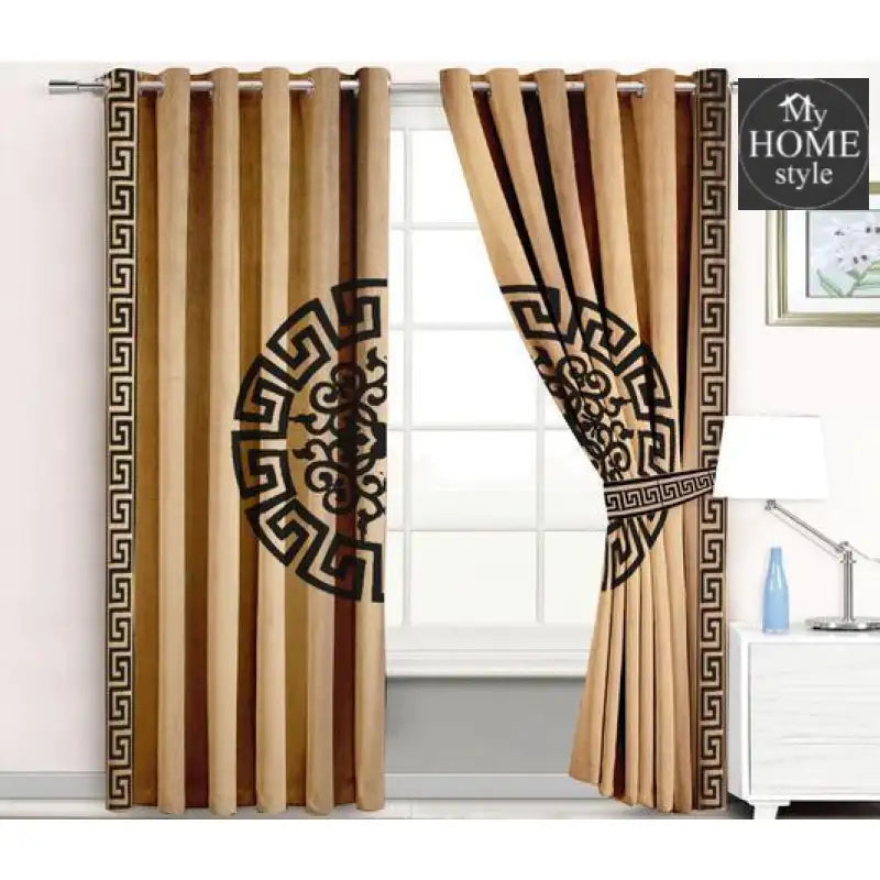 2 Pc's Luxury Velvet Embroidered Curtains With 2 Belts 24 - myhomestyle.pk