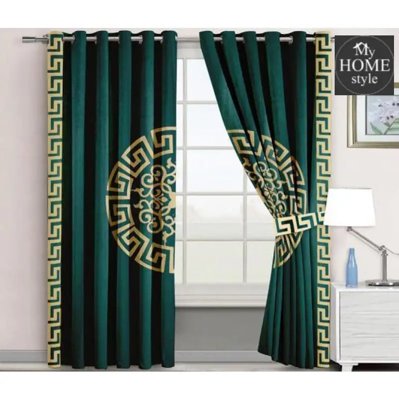 2 Pc's Luxury Velvet Embroidered Curtains With 2 Belts 28 - myhomestyle.pk