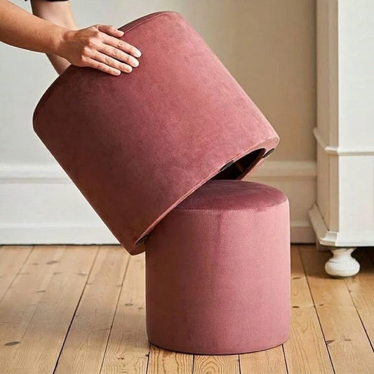 2 Pcs Velvet Overlay Wooden Stool - 1586 - myhomestyle.pk