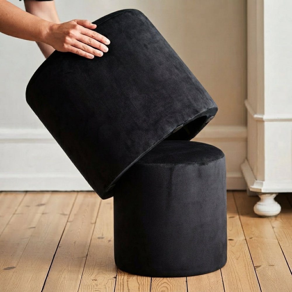 2 Pcs Velvet Overlay Wooden Stool - 1586 - myhomestyle.pk