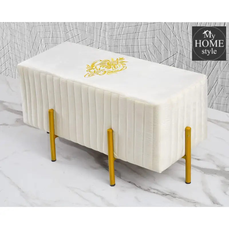 2 Seater Luxury Embroidered Stool With Steel Stand -1158 - myhomestyle.pk