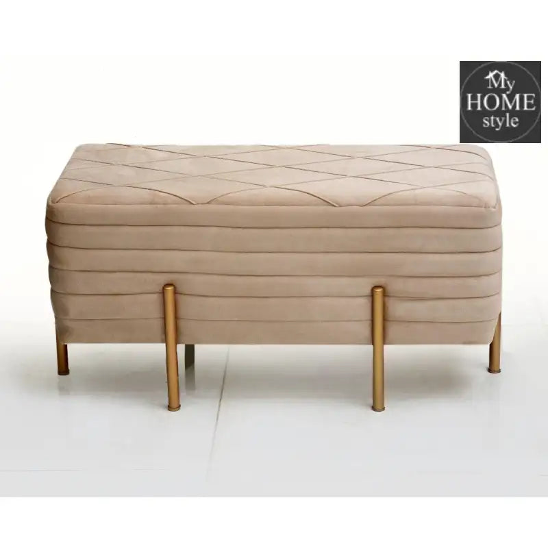 2 Seater Luxury Pleated Wooden Stool With Steel Stand-846 - myhomestyle.pk