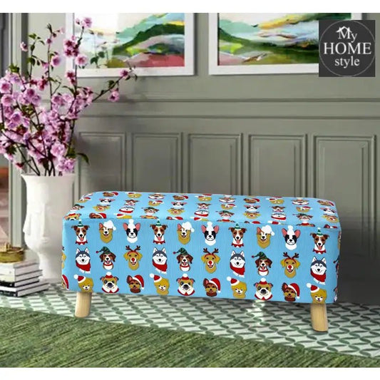 2 Seater Luxury Printed Stool - 1233 - myhomestyle.pk