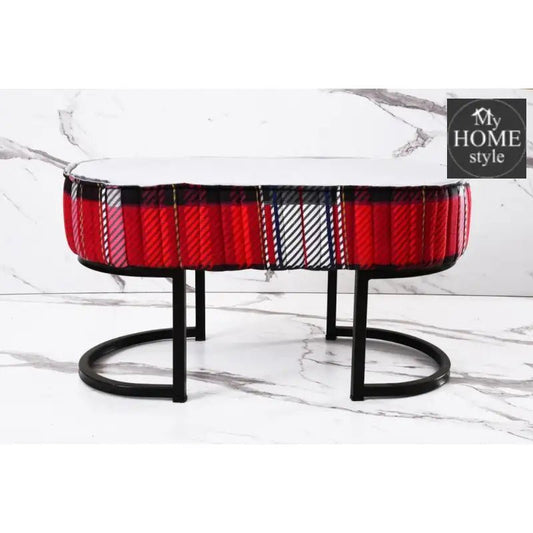 2 Seater Luxury Printed Stool With Steel Stand - 1110 - myhomestyle.pk