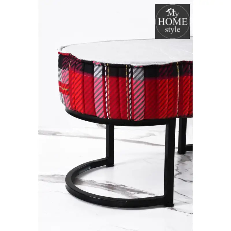 2 Seater Luxury Printed Stool With Steel Stand -1110 - myhomestyle.pk