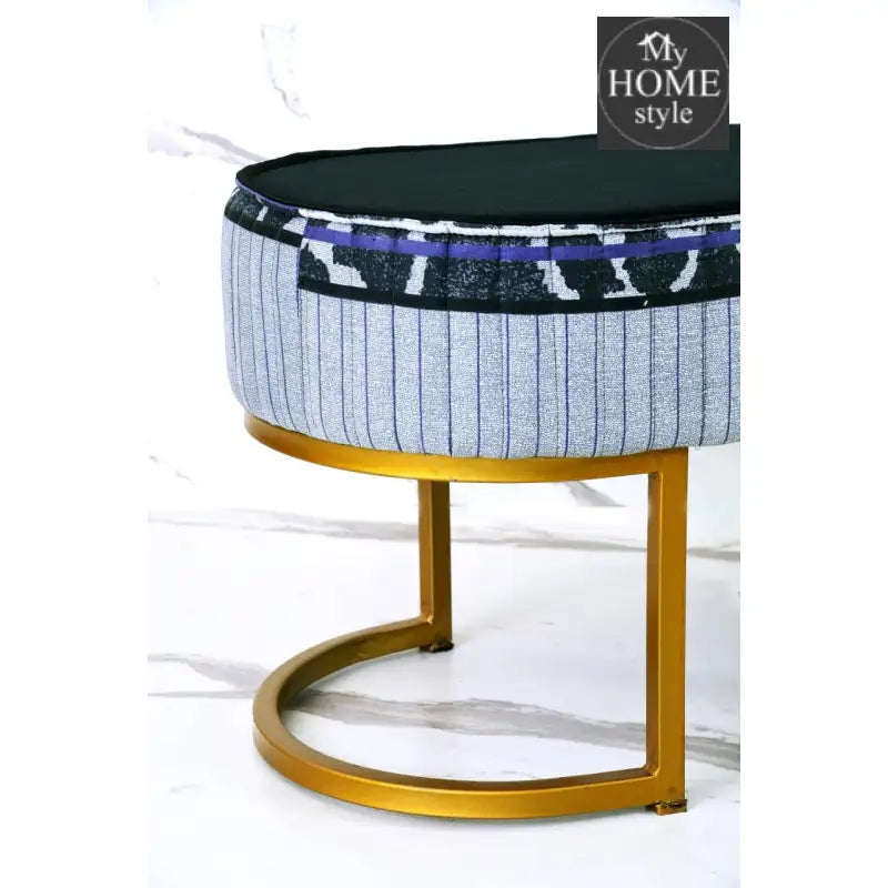 2 Seater Luxury Printed Stool With Steel Stand -1111 - myhomestyle.pk