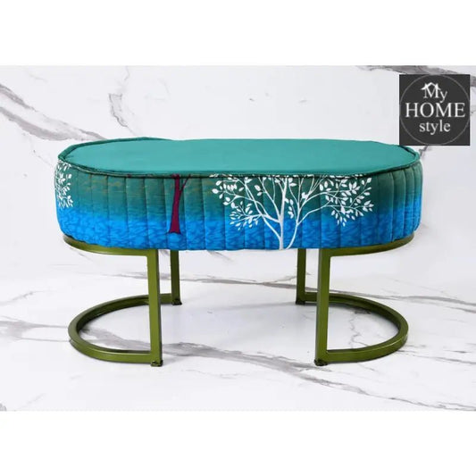 2 Seater Luxury Printed Stool With Steel Stand - 1112 - myhomestyle.pk