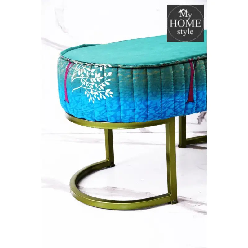 2 Seater Luxury Printed Stool With Steel Stand -1112 - myhomestyle.pk