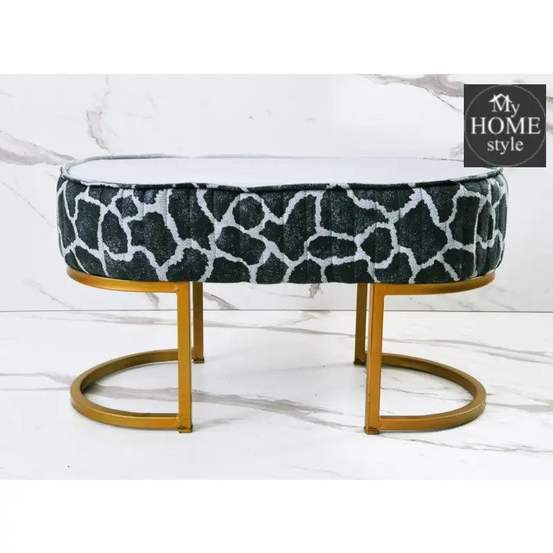 2 Seater Luxury Printed Stool With Steel Stand -1113 - myhomestyle.pk