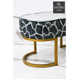 2 Seater Luxury Printed Stool With Steel Stand -1113 - myhomestyle.pk