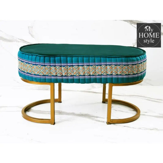 2 Seater Luxury Printed Stool With Steel Stand - 1114 - myhomestyle.pk