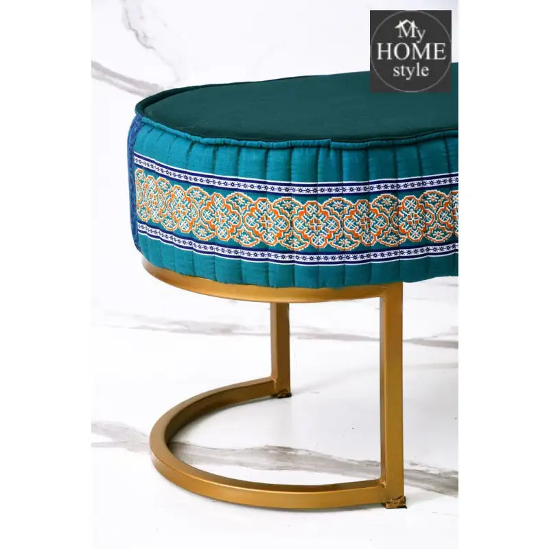 2 Seater Luxury Printed Stool With Steel Stand -1114 - myhomestyle.pk