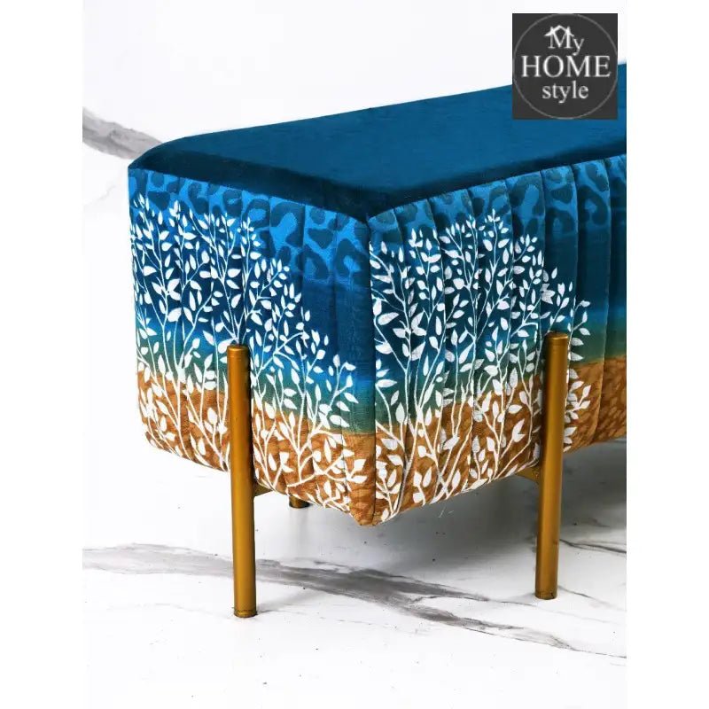 2 Seater Luxury Printed Stool With Steel Stand - 1119 - myhomestyle.pk