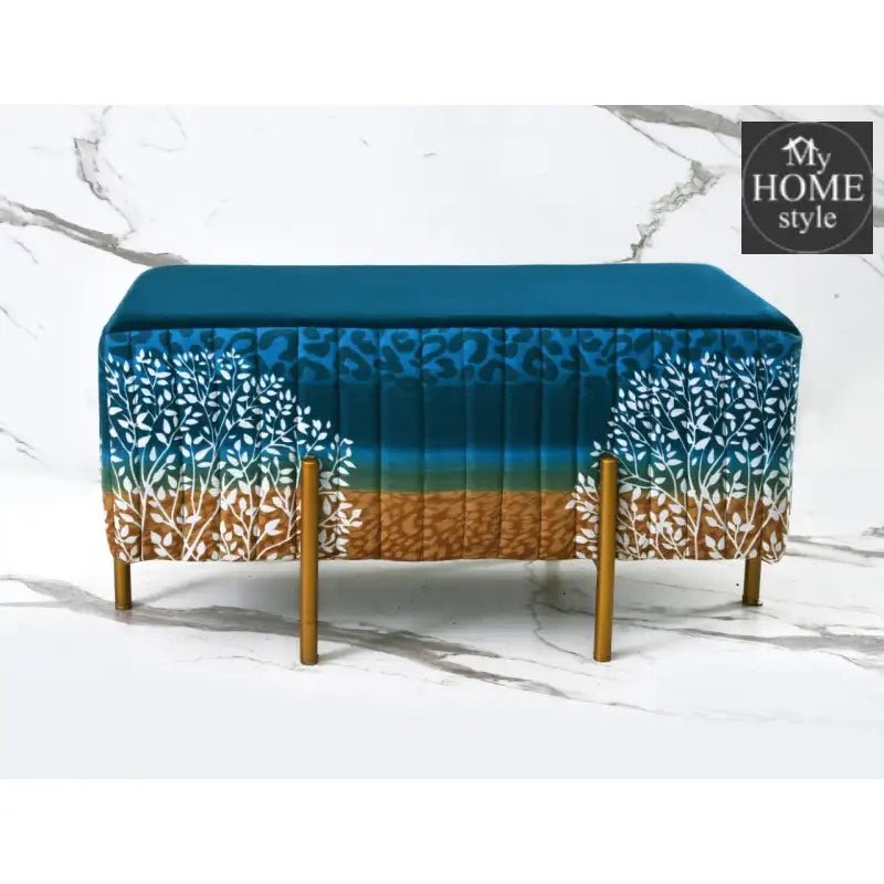 2 Seater Luxury Printed Stool With Steel Stand - 1119 - myhomestyle.pk