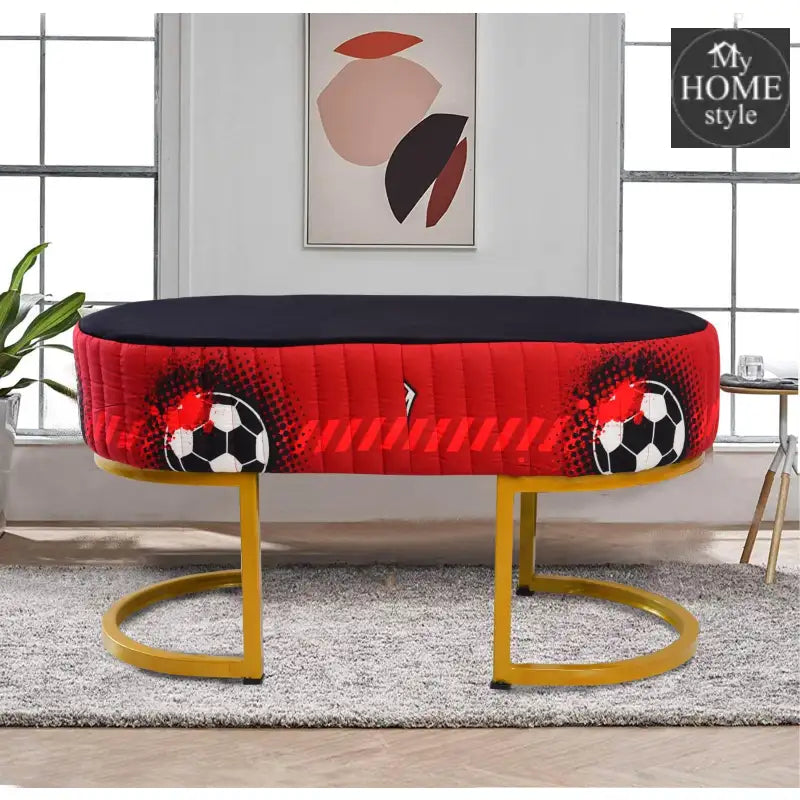 2 Seater Luxury Printed Stool With Steel Stand -1165 - myhomestyle.pk