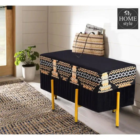 2 Seater Luxury Printed Stool With Steel Stand - 1180 - myhomestyle.pk