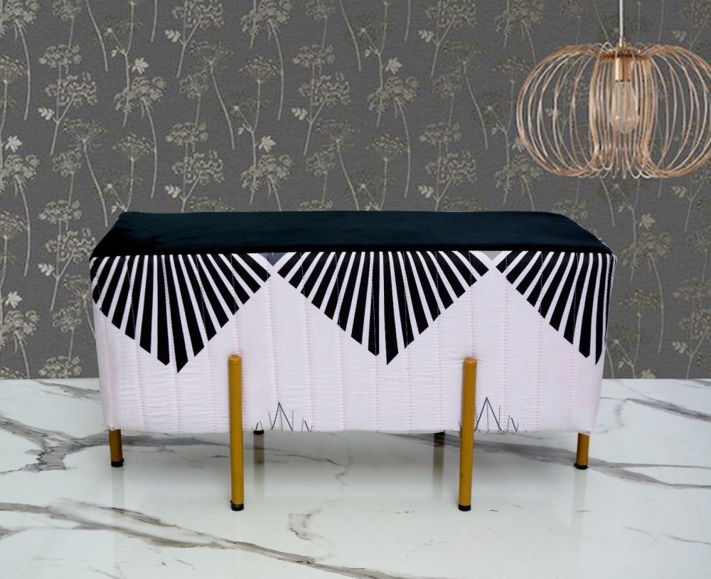 2 Seater Luxury Printed Stool With Steel Stand - 1428 - myhomestyle.pk