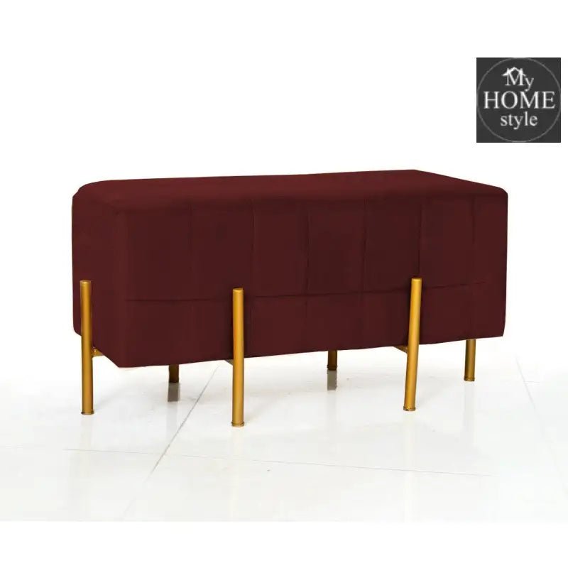 2 Seater Luxury Velvet Wooden Stool With Steel Stand - 878 - myhomestyle.pk