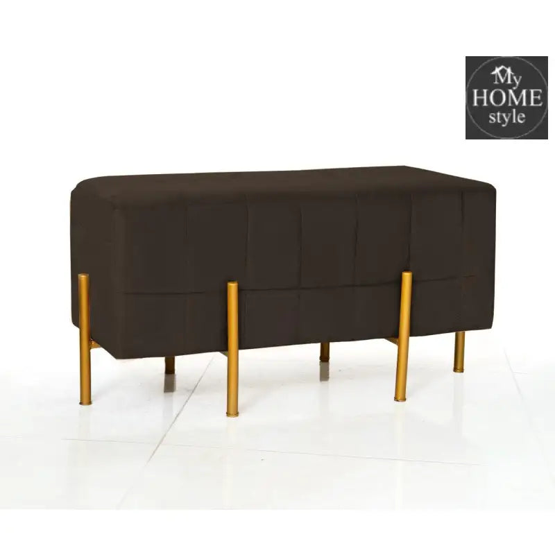 2 Seater Luxury Velvet Wooden Stool With Steel Stand-880 - myhomestyle.pk