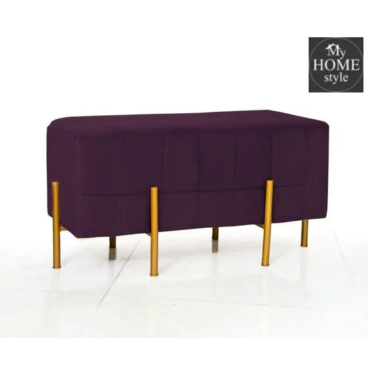 2 Seater Luxury Velvet Wooden Stool With Steel Stand - 881 - myhomestyle.pk