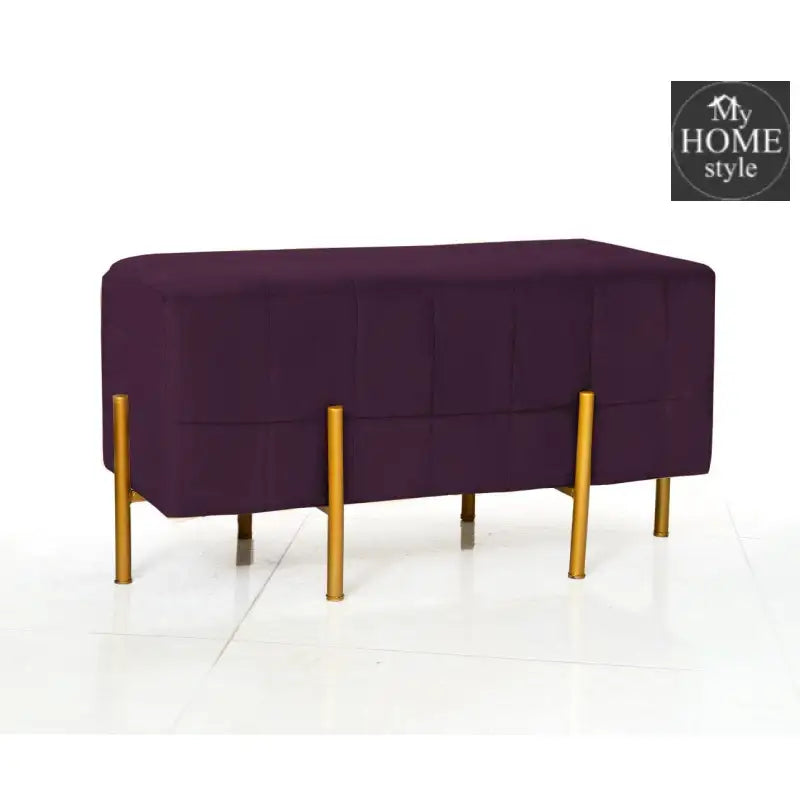 2 Seater Luxury Velvet Wooden Stool With Steel Stand-881 - myhomestyle.pk