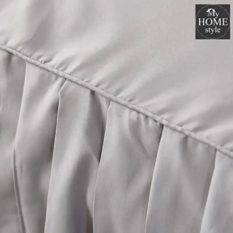3 PCs Fitted Bed skirt with Pillow cover Light Grey - myhomestyle.pk