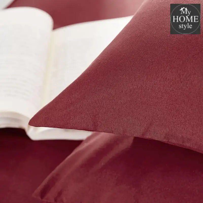 3 PCs Fitted Bed skirt with Pillow cover Red - myhomestyle.pk