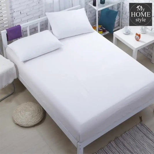 3 PCs Fitted Sheet Rich Cotton White with Pillow cover - myhomestyle.pk