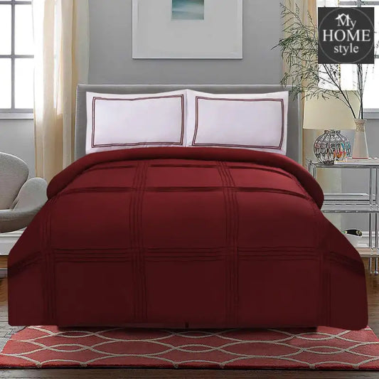 3 Pcs Luxury Baratta Pleated Duvet Set Maroon - myhomestyle.pk