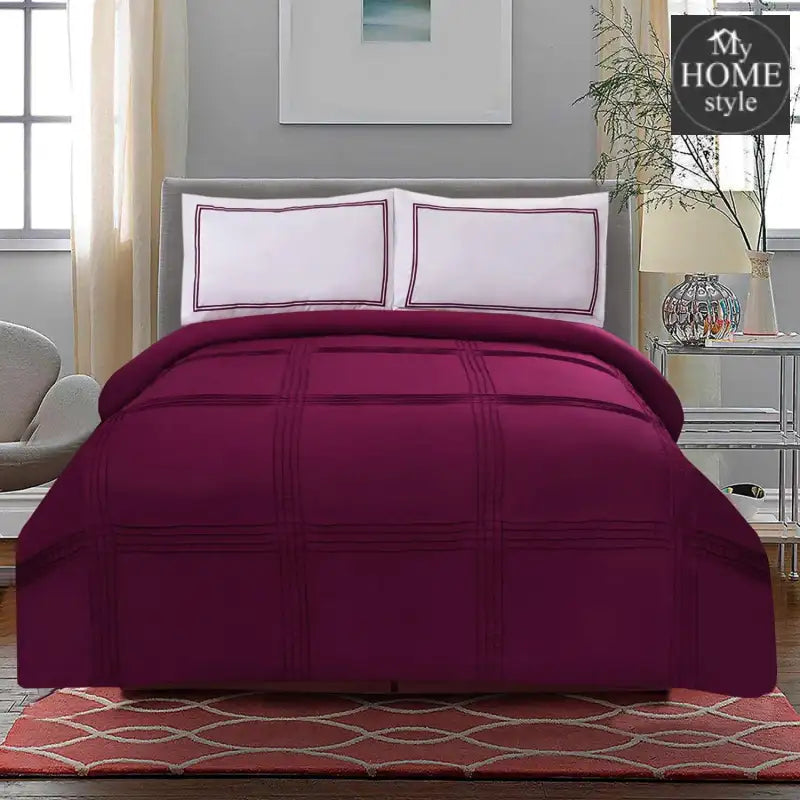 3 Pcs Luxury Baratta Pleated Duvet Set Violet - myhomestyle.pk