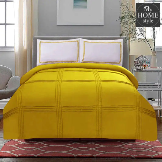 3 Pcs Luxury Baratta Pleated Duvet Set Yellow - myhomestyle.pk