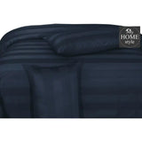 3 Pc's Luxury Satin Stripe Duvet Set Navy - myhomestyle.pk