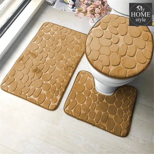 3 PCs Non Skid Suction Toilet Mat - 026 - myhomestyle.pk