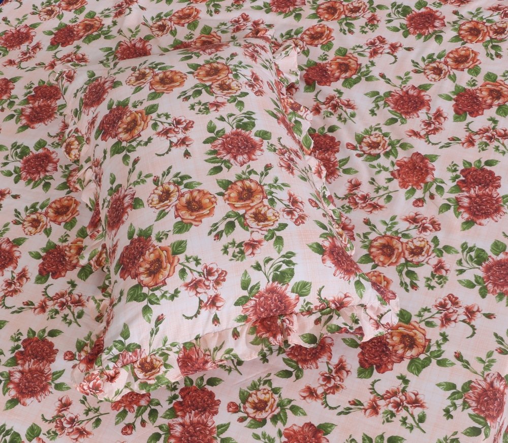 3 PCs Printed Bed skirt with Pillow cover 05 - myhomestyle.pk