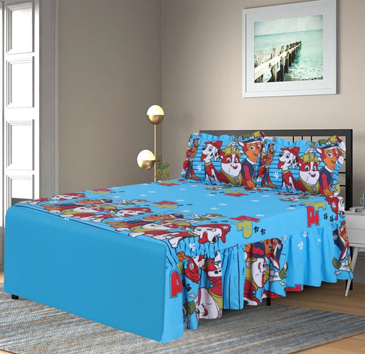3 PCs Printed Bed skirt with Pillow cover 12 - myhomestyle.pk