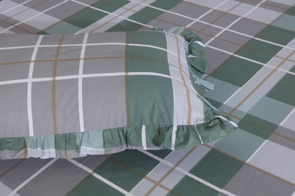3 PCs Printed Bed skirt with Pillow cover 19 - myhomestyle.pk