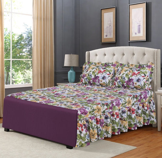 3 PCs Printed Bed skirt with Pillow cover 28 - myhomestyle.pk