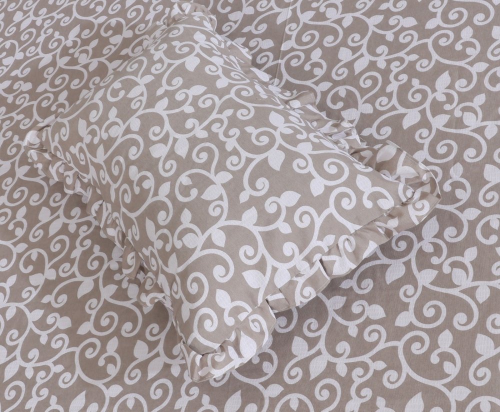 3 PCs Printed Bed skirt with Pillow cover 29 - myhomestyle.pk