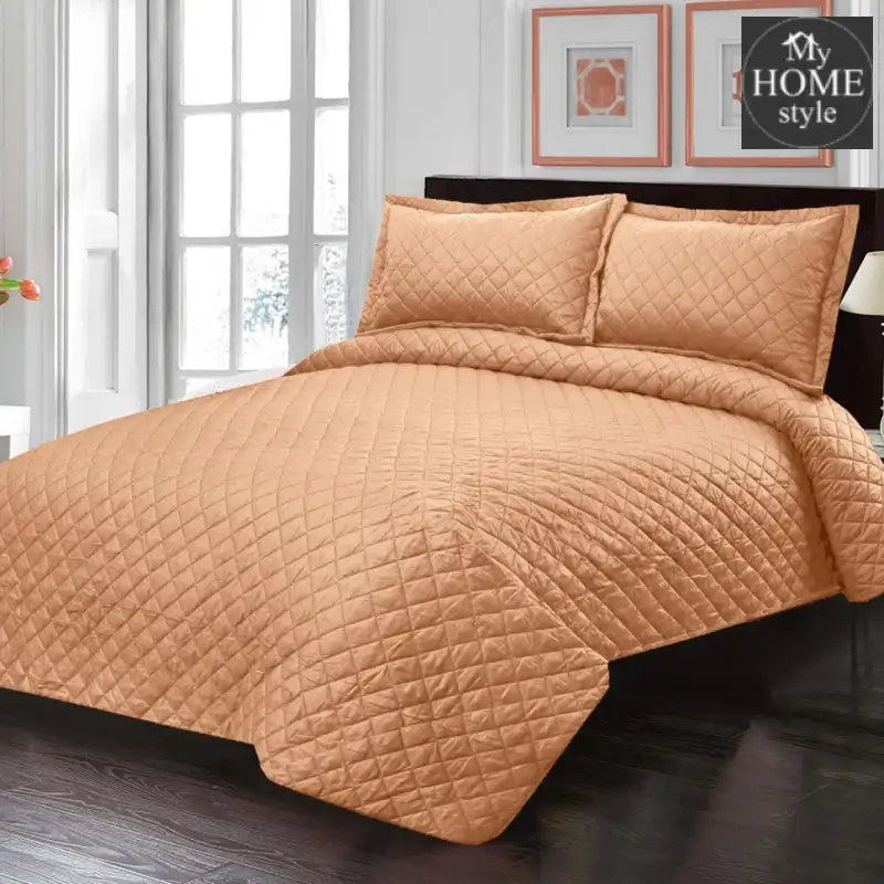 3 Pcs Pure Luxury Bedspread Golden Orange - myhomestyle.pk