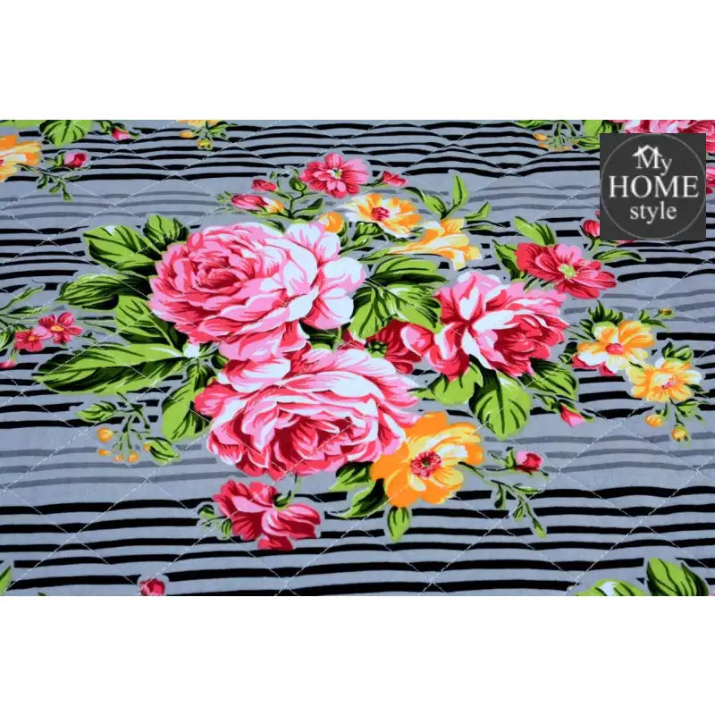 3 Pcs Quilted Floral Bedspread set MHS-n01 - myhomestyle.pk