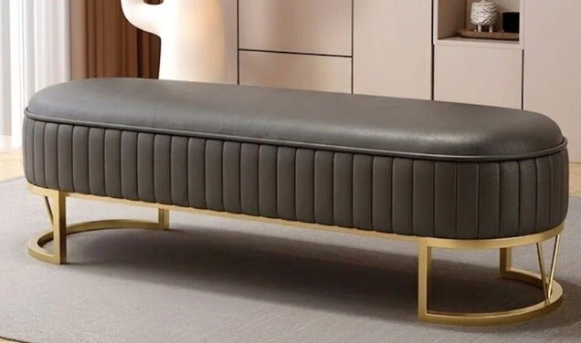 3 Seater Leathered Modern Luxury Ottoman Stool- 1490 - myhomestyle.pk