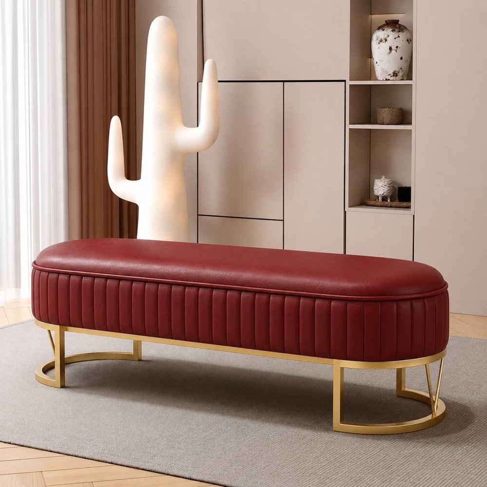 3 Seater Leathered Modern Luxury Ottoman Stool- 1490 - myhomestyle.pk