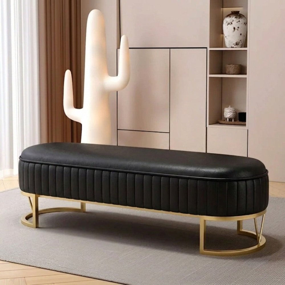 3 Seater Leathered Modern Luxury Ottoman Stool- 1490 - myhomestyle.pk