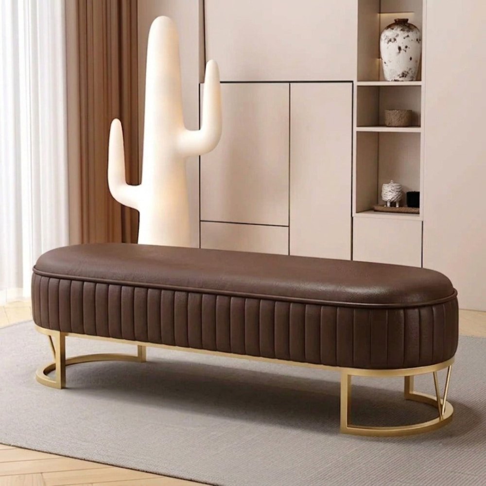 3 Seater Leathered Modern Luxury Ottoman Stool- 1490 - myhomestyle.pk