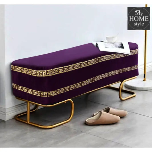 3 Seater Luxury Embroidered Wooden Stool With Steel Stand -715 - myhomestyle.pk