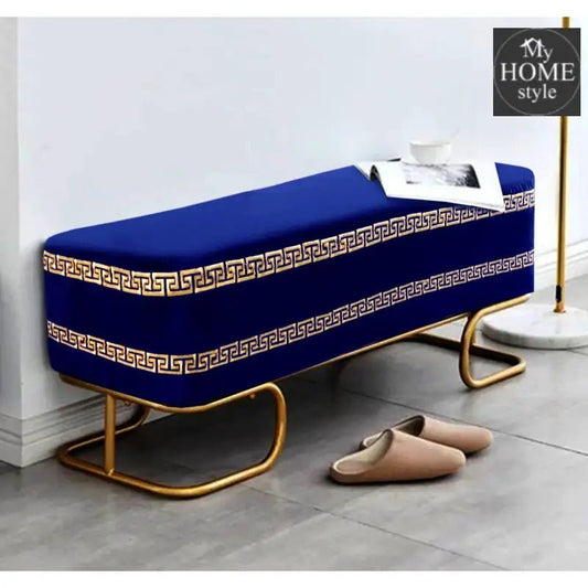 3 Seater Luxury Embroidered Wooden Stool With Steel Stand - 718 - myhomestyle.pk