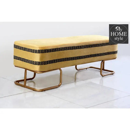 3 Seater Luxury Embroidered Wooden Stool With Steel Stand - 730 - myhomestyle.pk